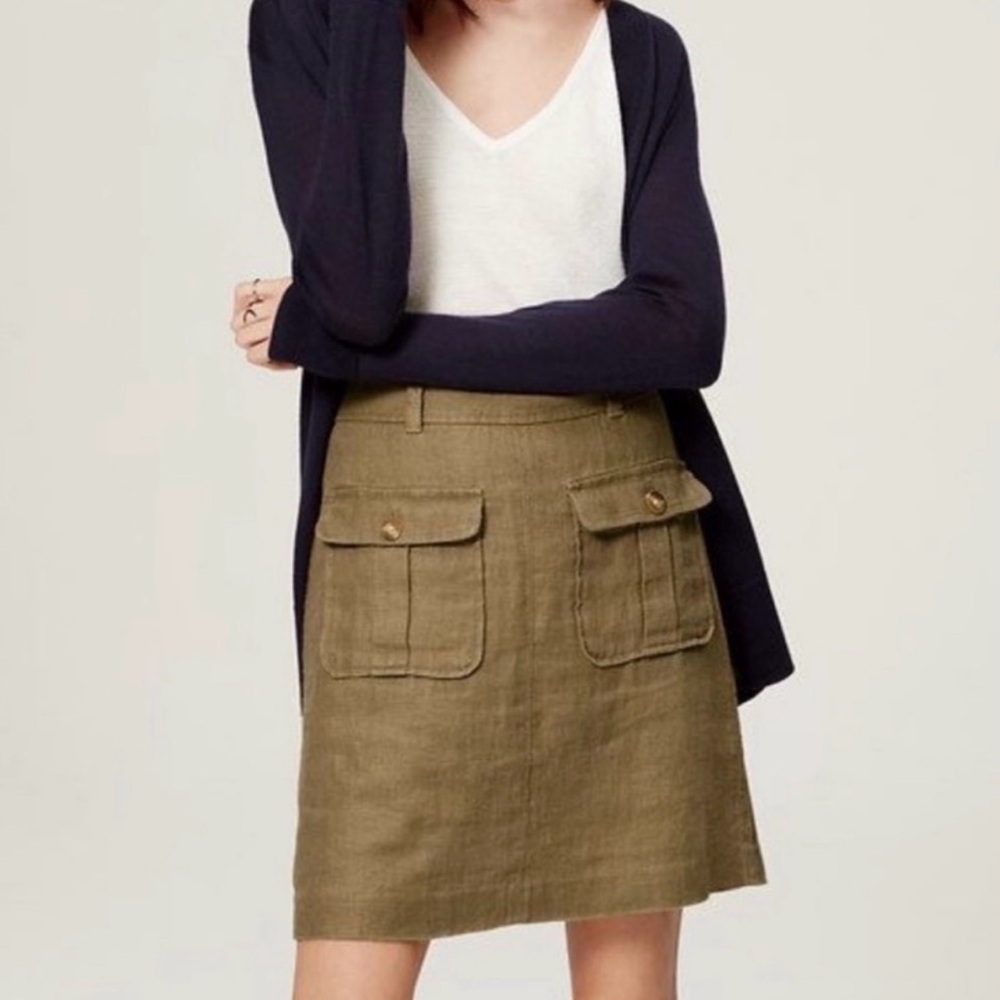 NWT Loft Khaki Linen A-Line Skirt Size 0 - Picture 2 of 16